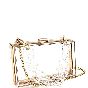 Acrylic Chain Handle See Thru Crossbody Clutch